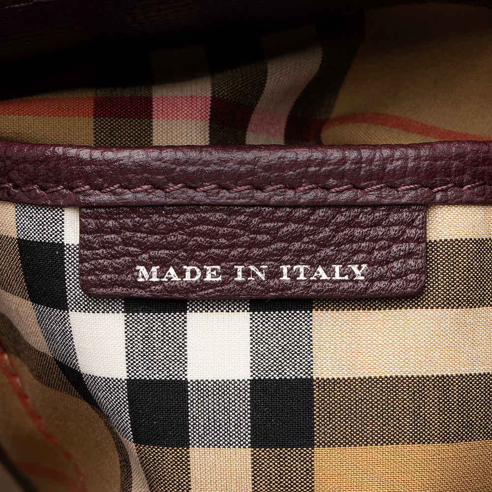 Burberry House Check Leather Banner Small Tote (SHF-19217)