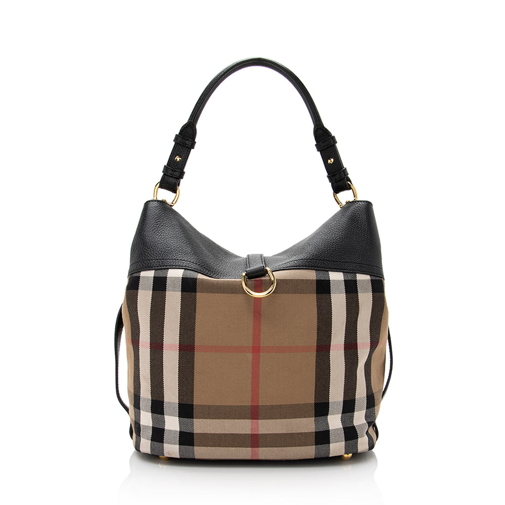 Burberry House Check Sycamore Medium Hobo (SHF-22098)