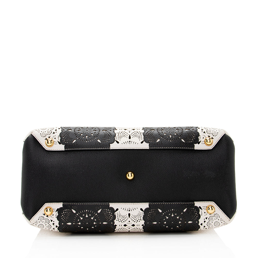 Burberry Laser Cut Leather Banner Medium Tote (SHF-22096)