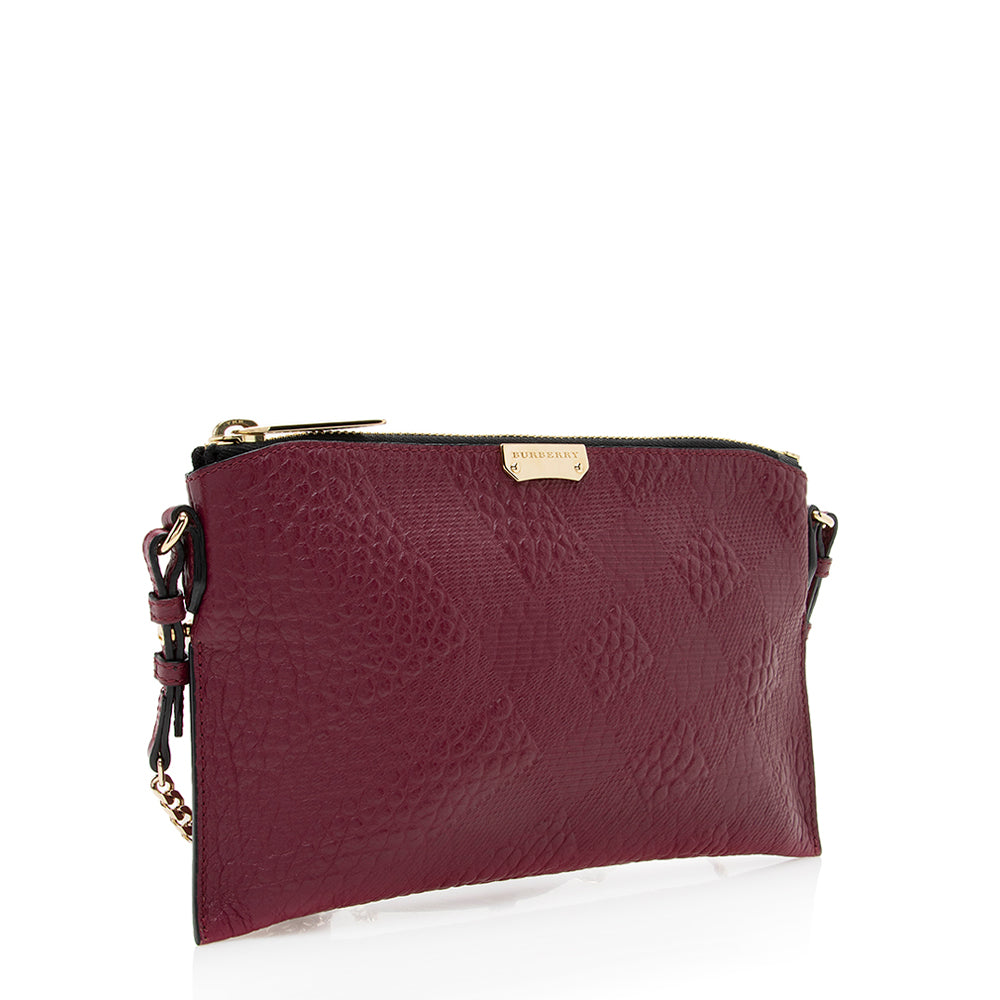 Burberry Leather Embossed Check Peyton Crossbody Bag (SHF-19230)