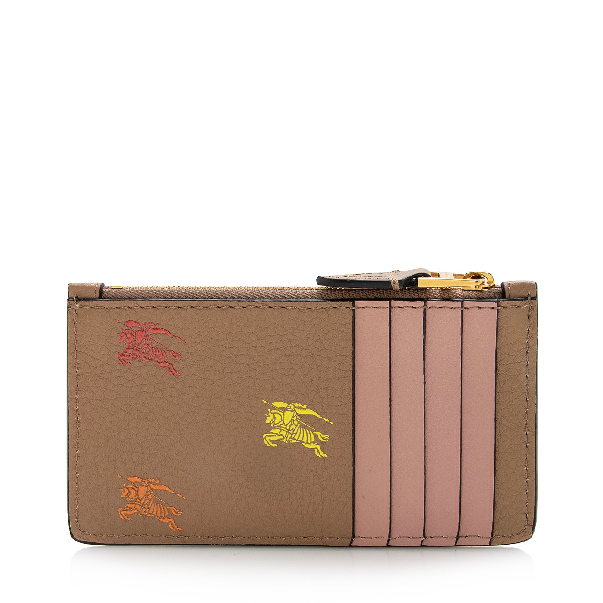 Burberry Leather Equestrian Knight Zip Card Case (SHF-22444)