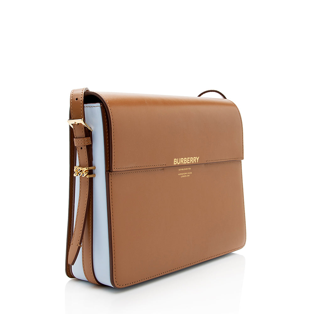 Burberry Leather Grace Large Flap Shoulder Bag (SHF-18273)