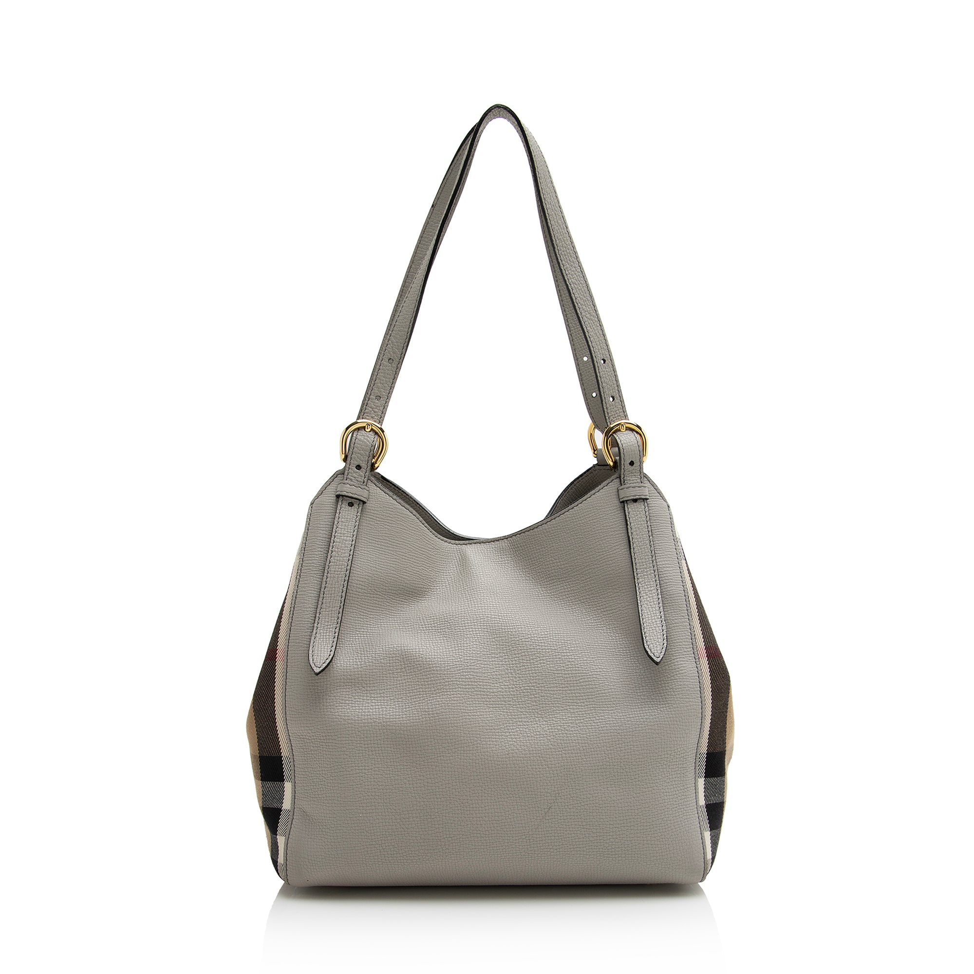 Burberry Leather House Check Derby Canterbury Small Tote (SHF-22598)