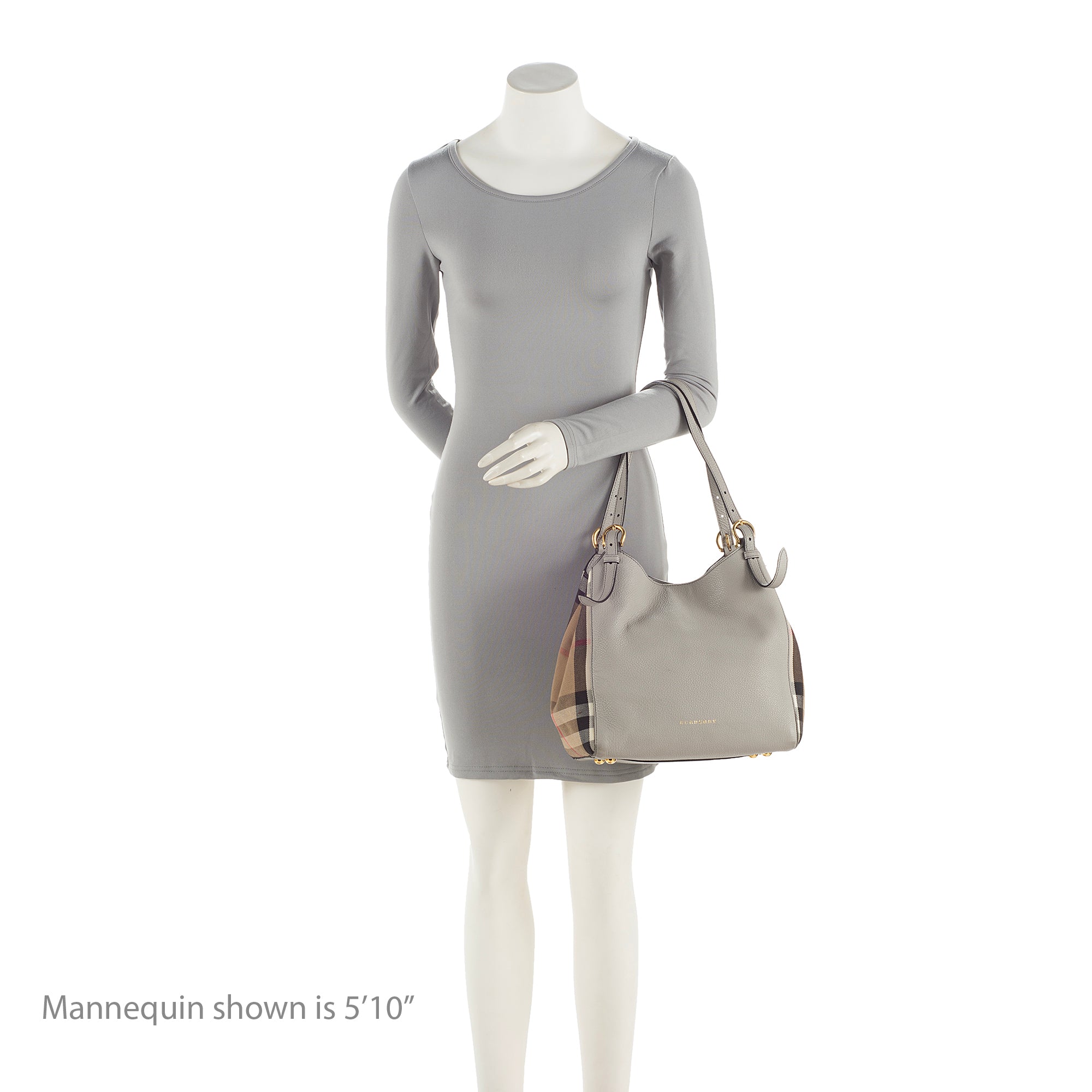 Burberry Leather House Check Derby Canterbury Small Tote (SHF-22598)