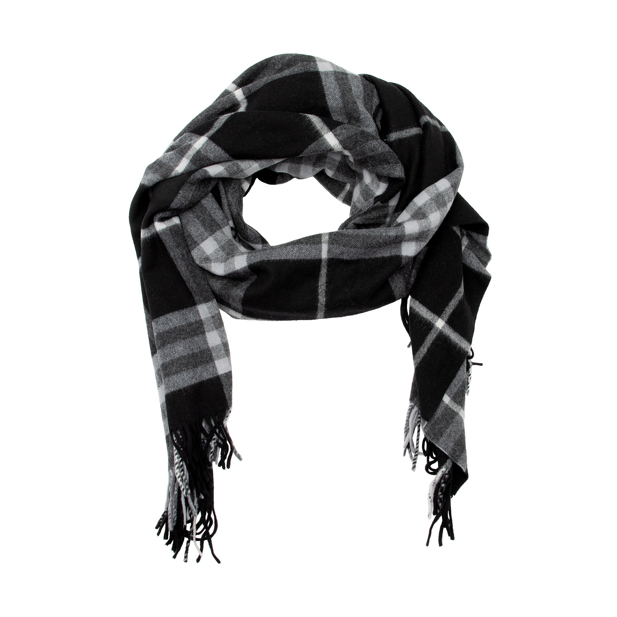 Burberry Mega Charcoal Check Merino Wool Cashmere Cape (SHF-22875)