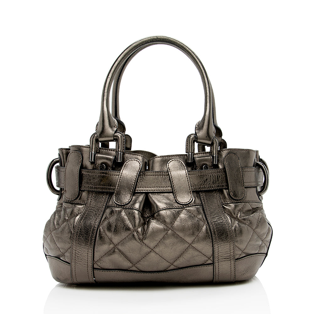 Burberry Metallic Leather Baby Beaton Satchel (SHF-14818)