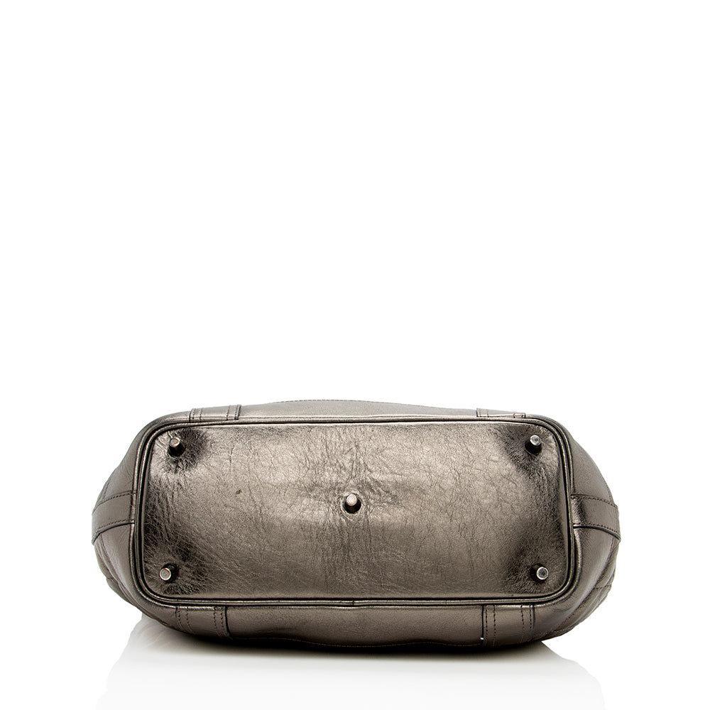 Burberry Metallic Leather Baby Beaton Satchel (SHF-14818)