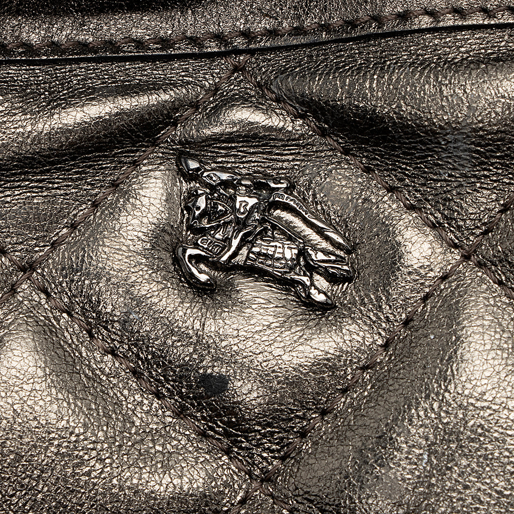 Burberry Metallic Leather Baby Beaton Satchel (SHF-14818)