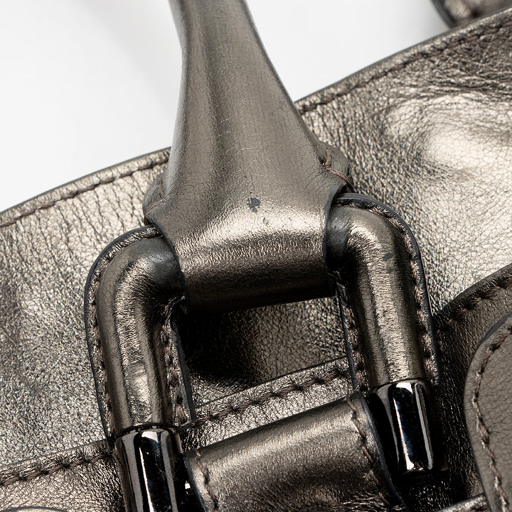 Burberry Metallic Leather Baby Beaton Satchel (SHF-14818)