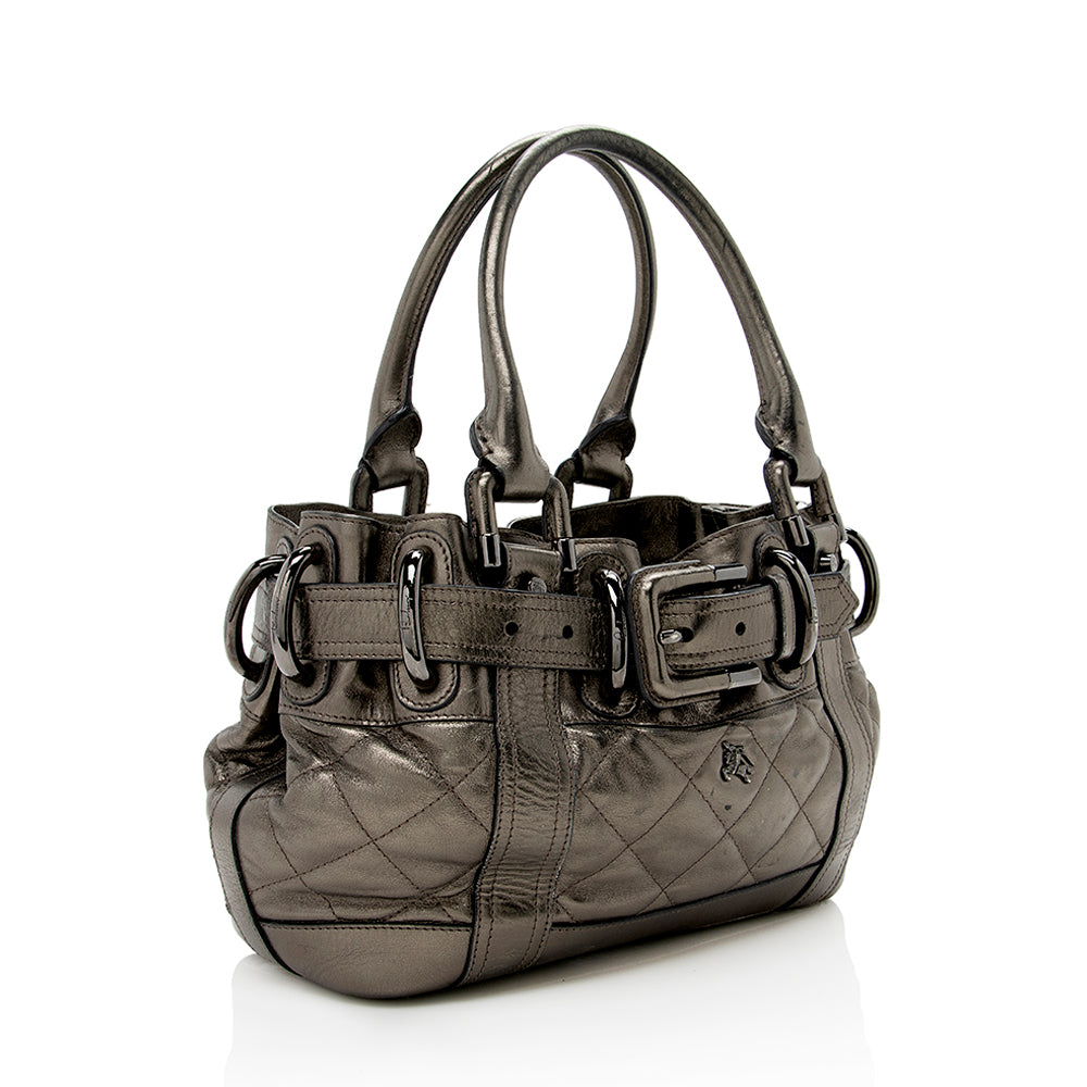Burberry Metallic Leather Baby Beaton Satchel (SHF-14818)