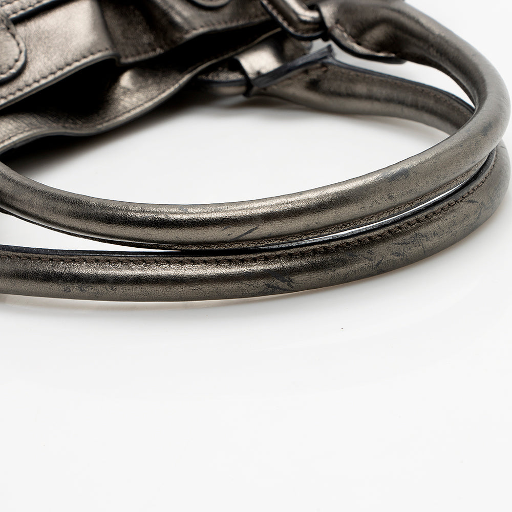 Burberry Metallic Leather Baby Beaton Satchel (SHF-14818)