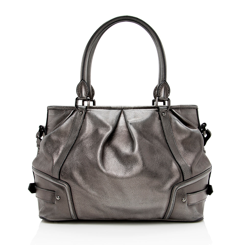 Burberry Metallic Leather Large Satchel (SHF-14682)