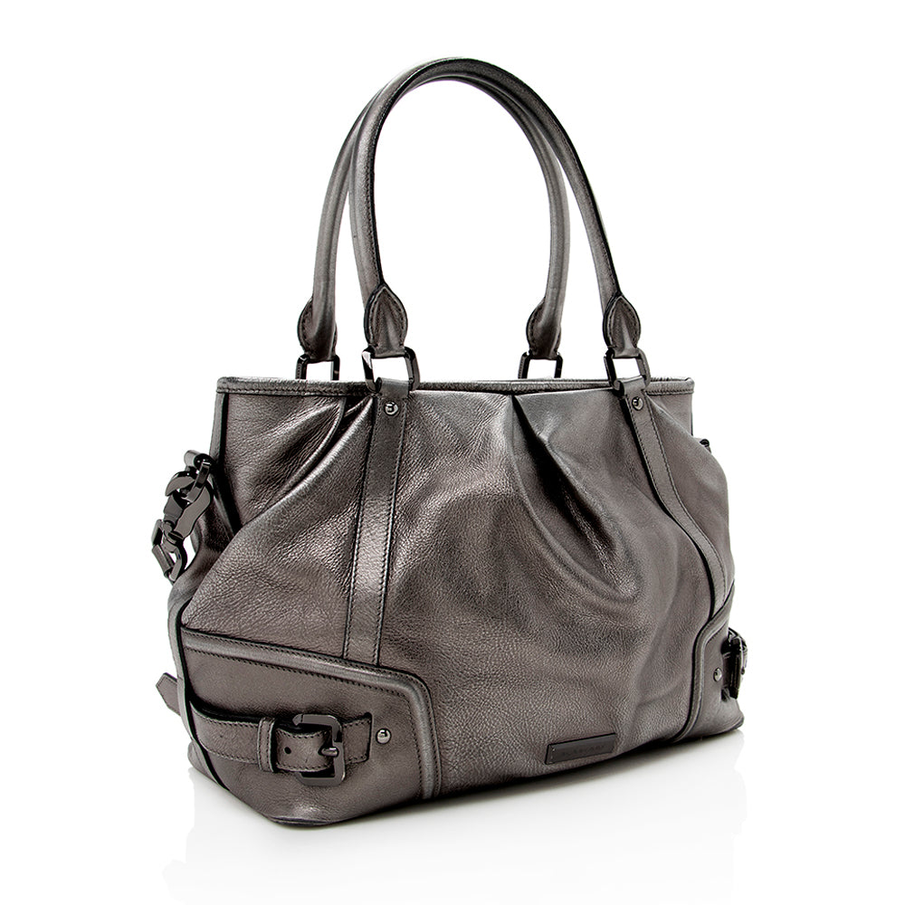 Burberry Metallic Leather Large Satchel (SHF-14682)