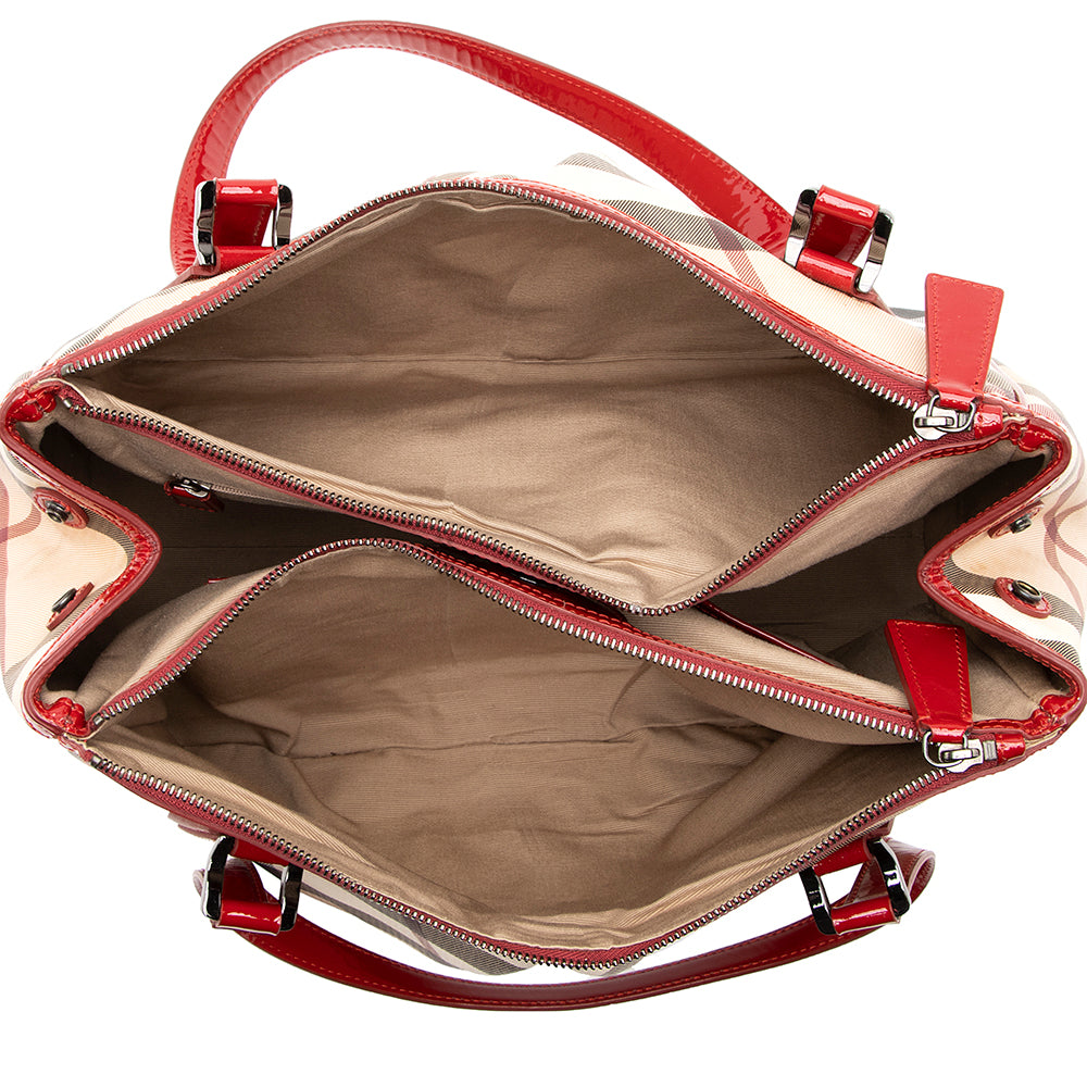 Burberry Nova Check Double Zip Tote (SHF-19266)