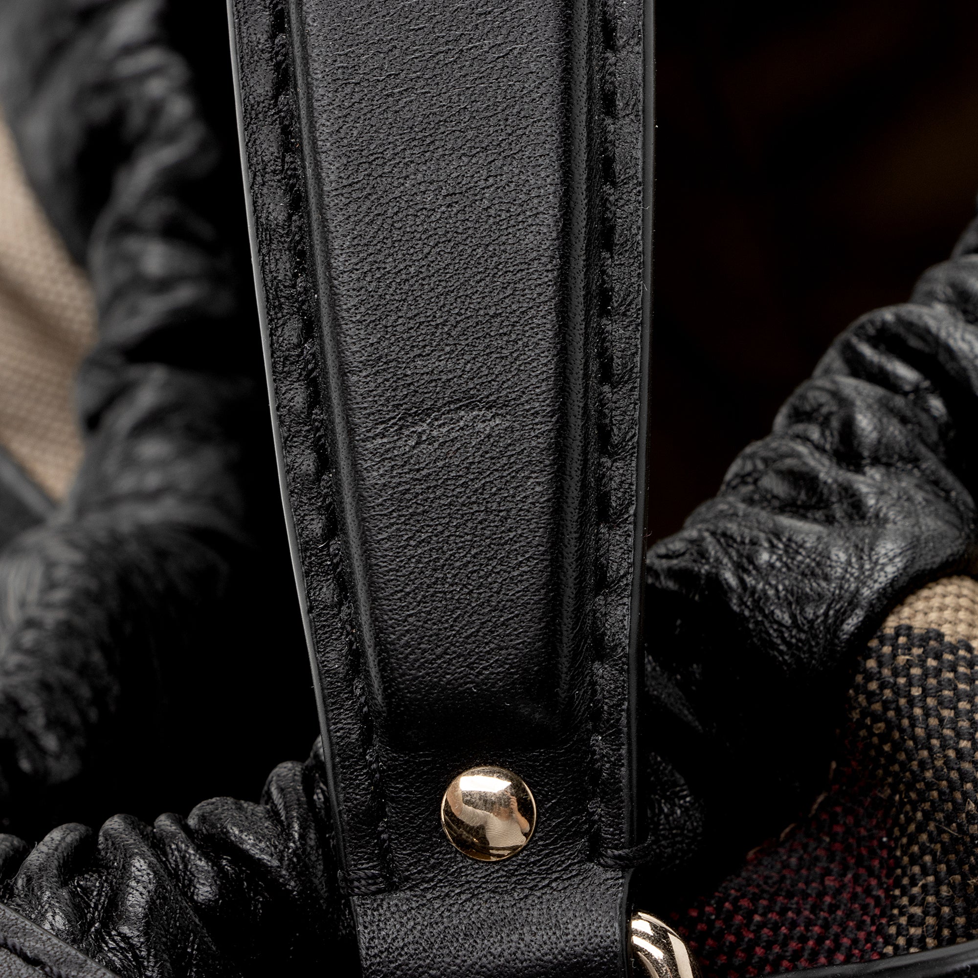 Burberry Pebbled Leather House Check Ashby Medium Hobo (SHF-22726)