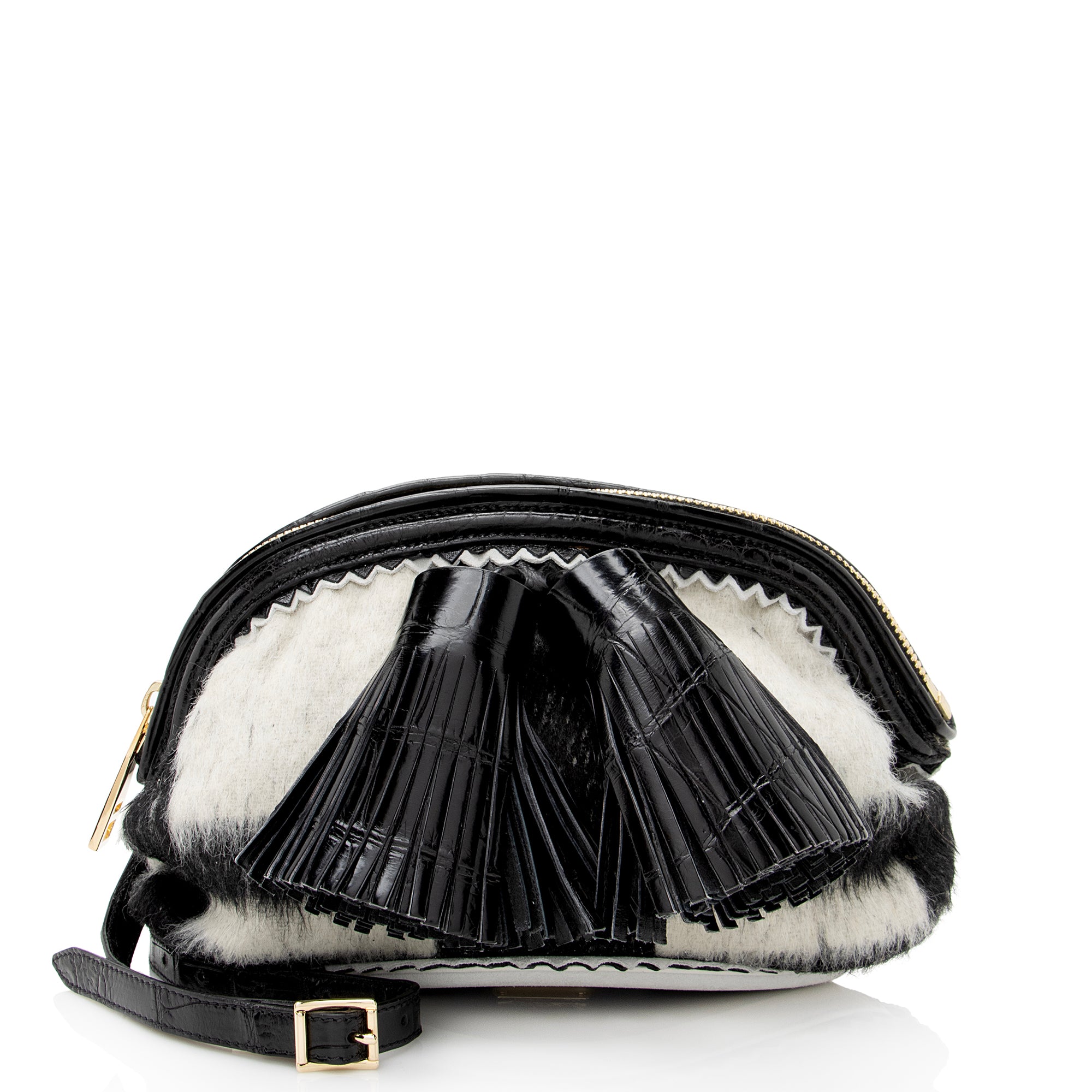 Burberry Prorsum Alpaca Alligator Suede Wilbur Crossbody Bag (SHF-2252