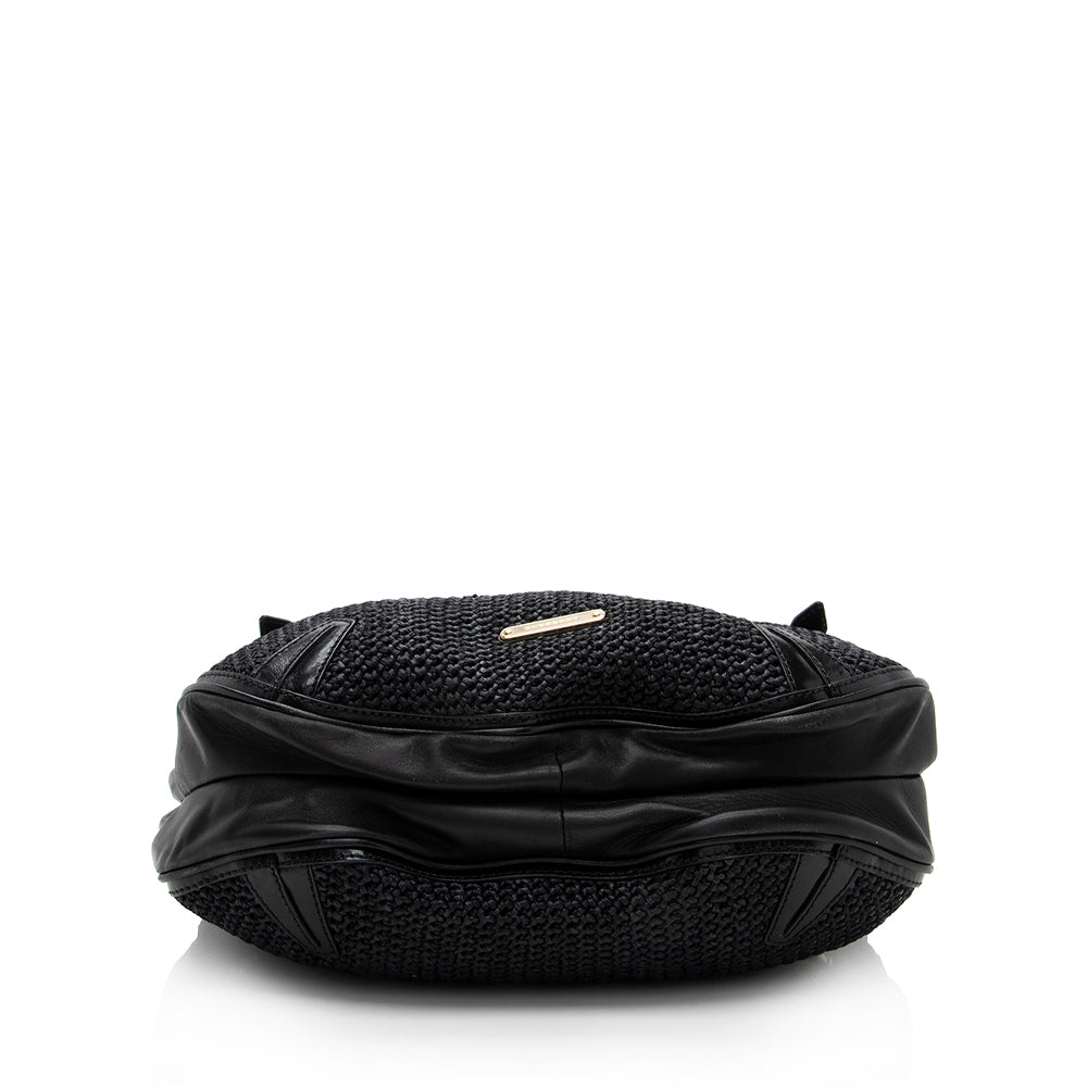 Burberry Prorsum Raffia Leather Whipstitch Satchel (SHF-17845)