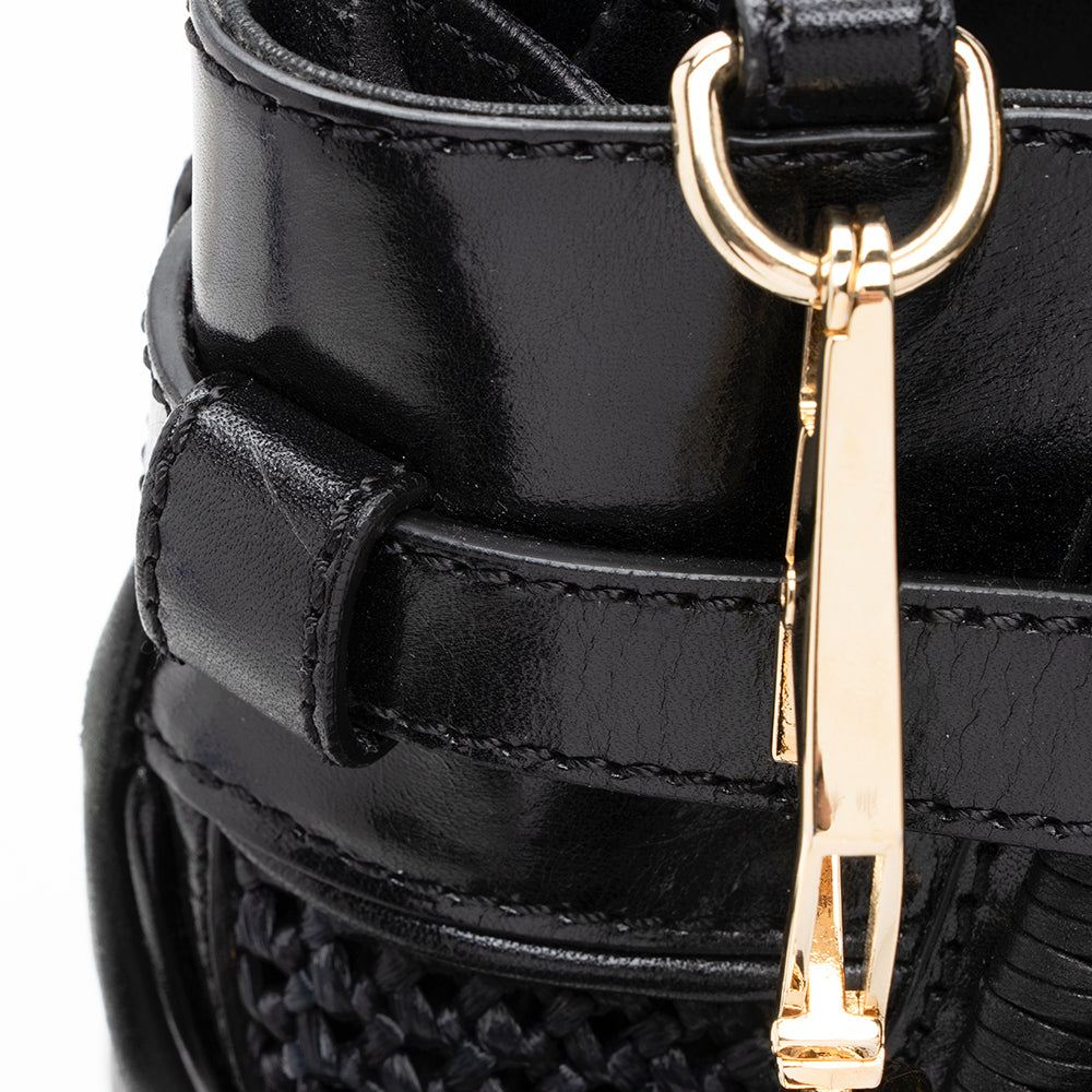 Burberry Prorsum Raffia Leather Whipstitch Satchel (SHF-17845)