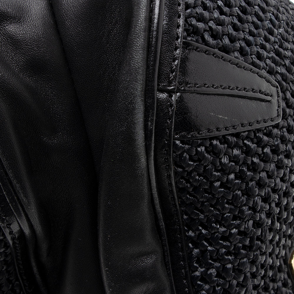 Burberry Prorsum Raffia Leather Whipstitch Satchel (SHF-17845)