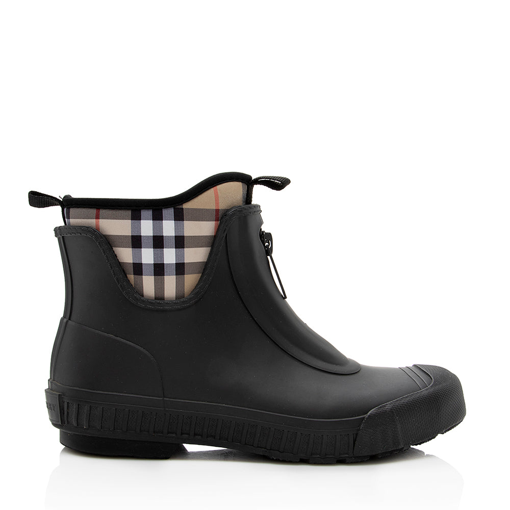 Burberry Vintage Check Neoprene Ankle Rain Boots - Size 9 / 39 (SHF-18844)