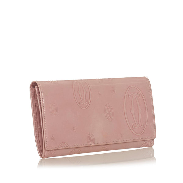 Cartier Pink Patent Calfskin Leather Happy Birthday Long Wallet