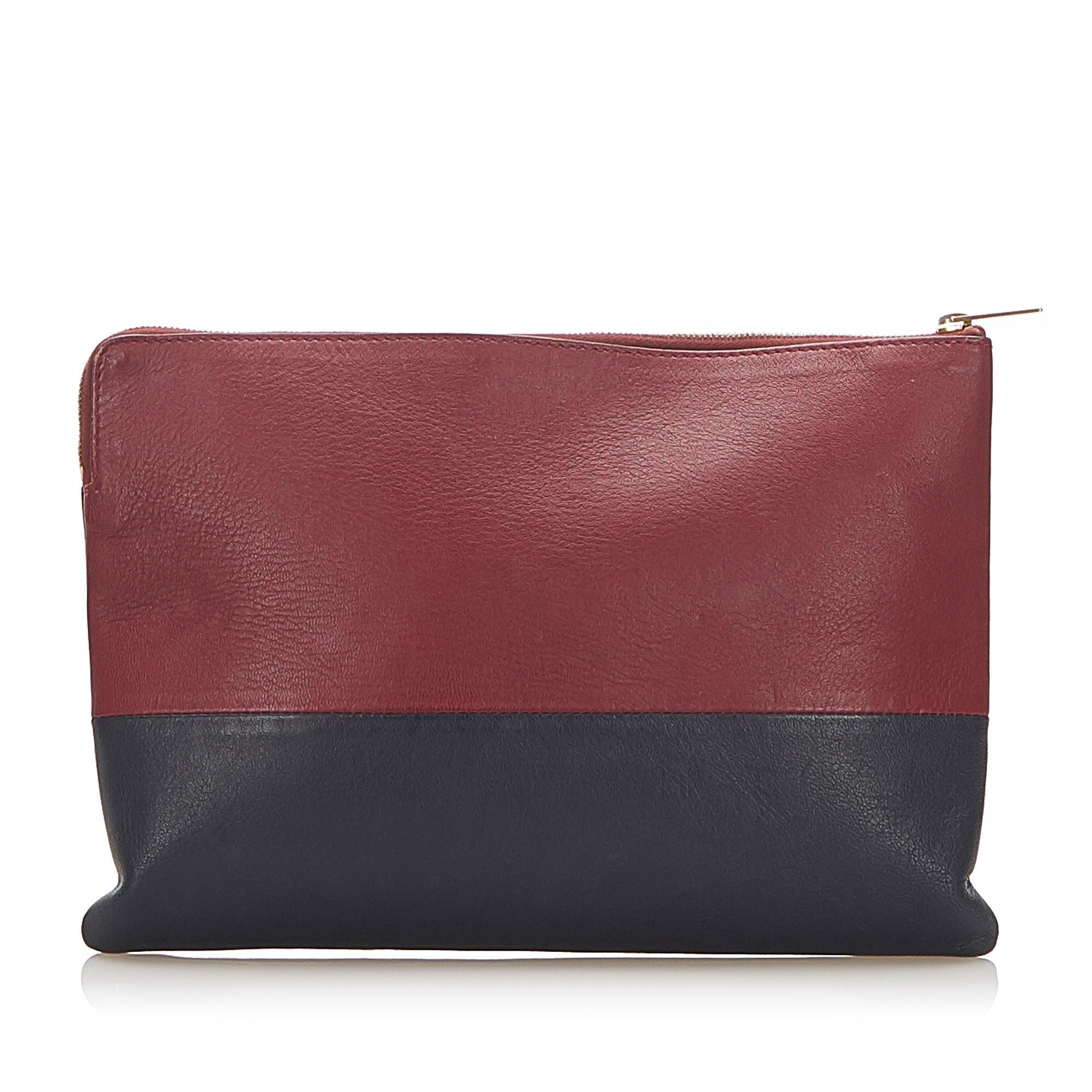 Celine Solo Bicolor Leather Clutch Bag (SHG-25911)