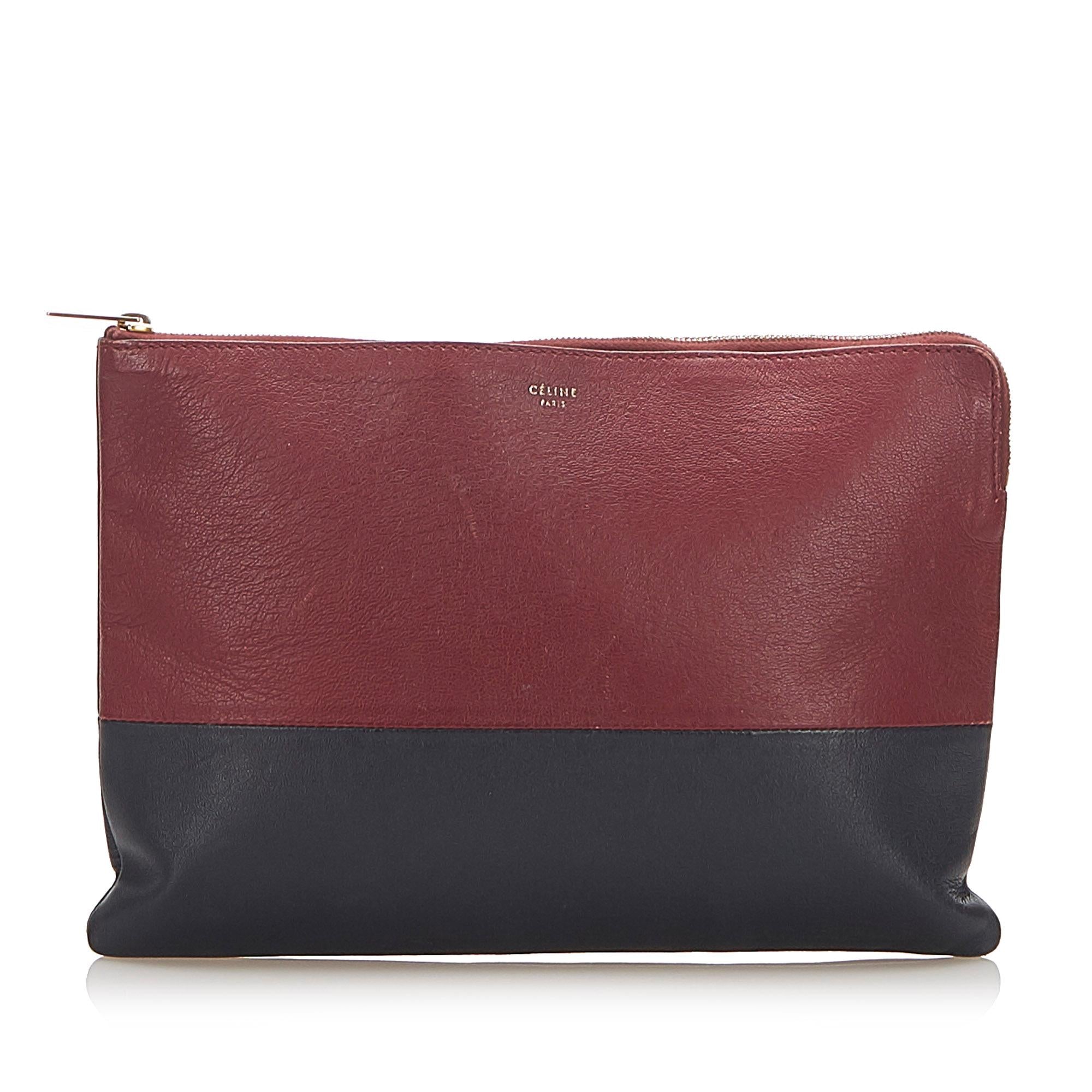 Celine Solo Bicolor Leather Clutch Bag (SHG-25911)