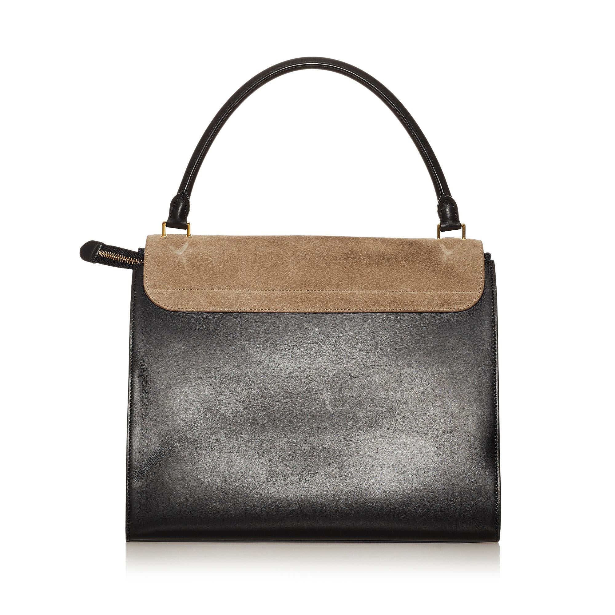 Celine Trapeze Leather Satchel (SHG-28869)