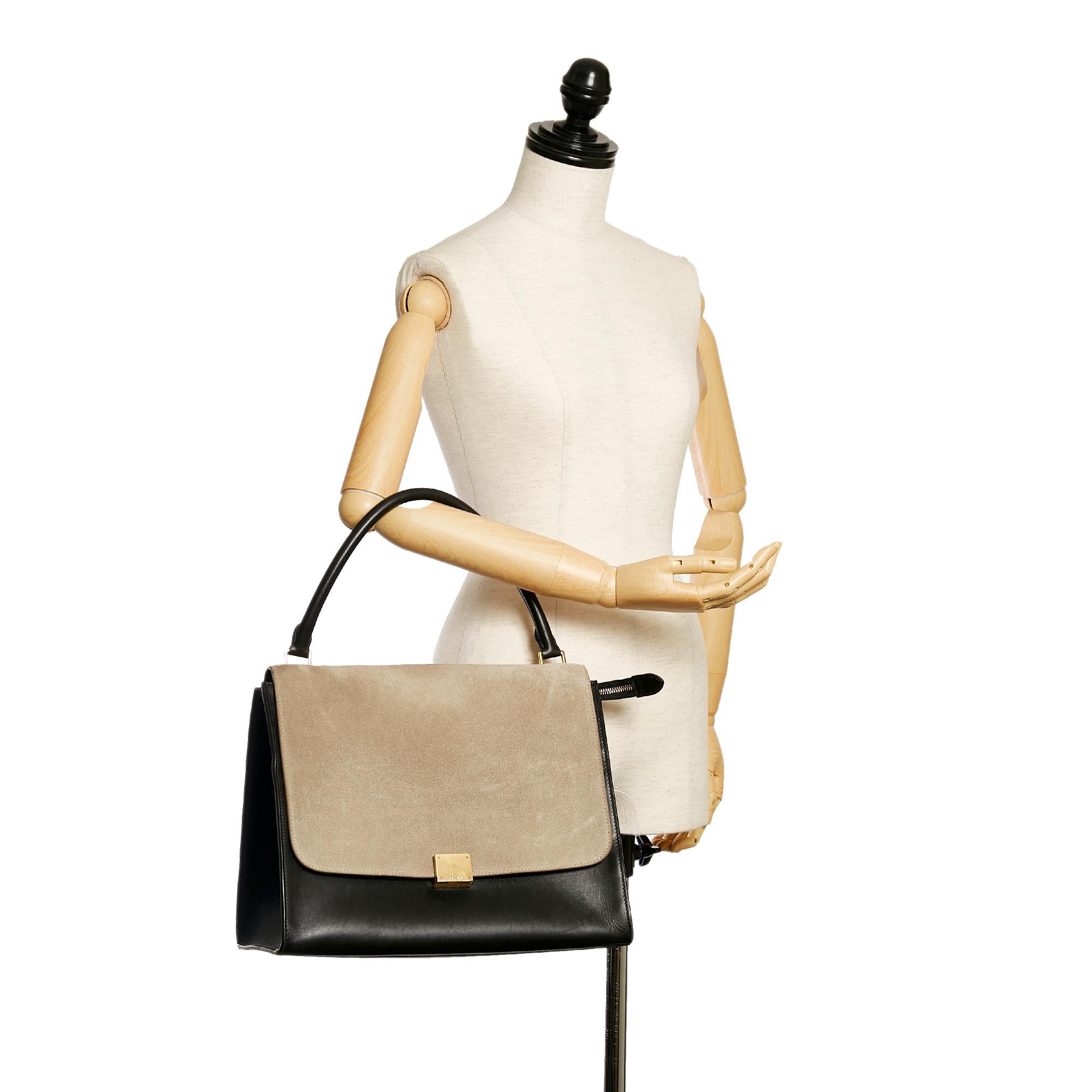 Celine Trapeze Leather Satchel (SHG-28869)