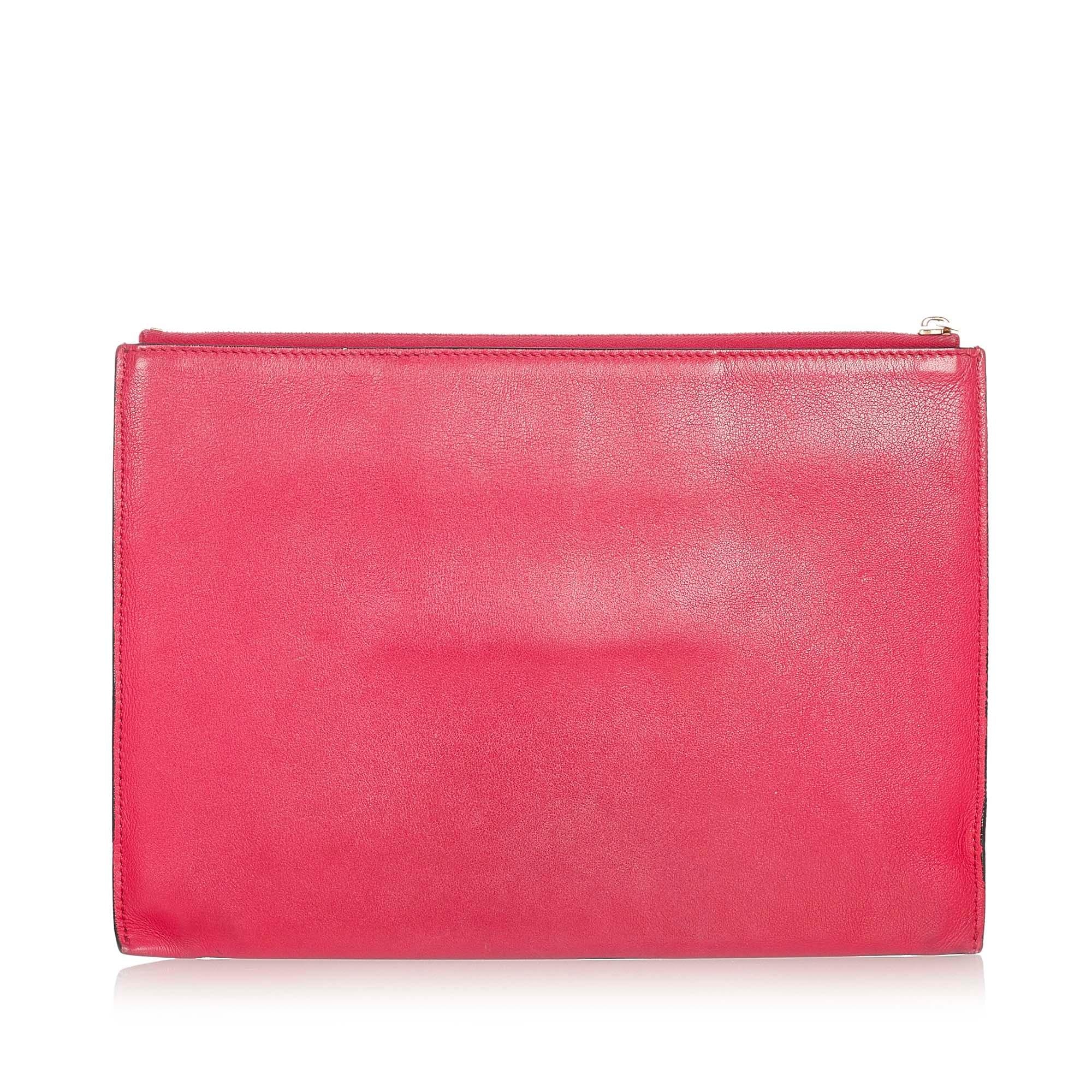Celine Tri-Color Zip Envelope Leather Clutch (SHG-22456)