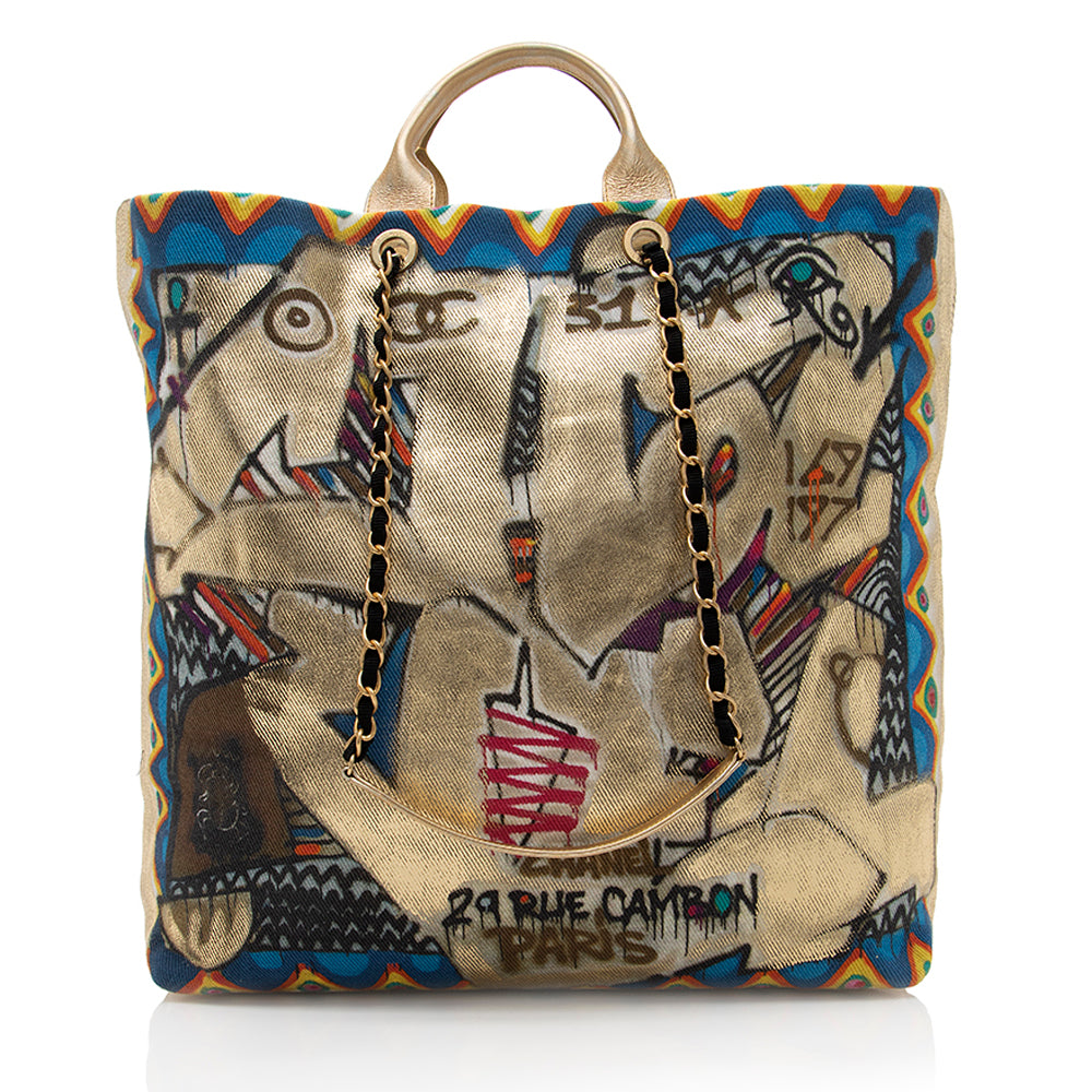 Chanel Canvas Graffiti Paris-New York Street Spirit Maxi Shopping Tote (SHF-18612)