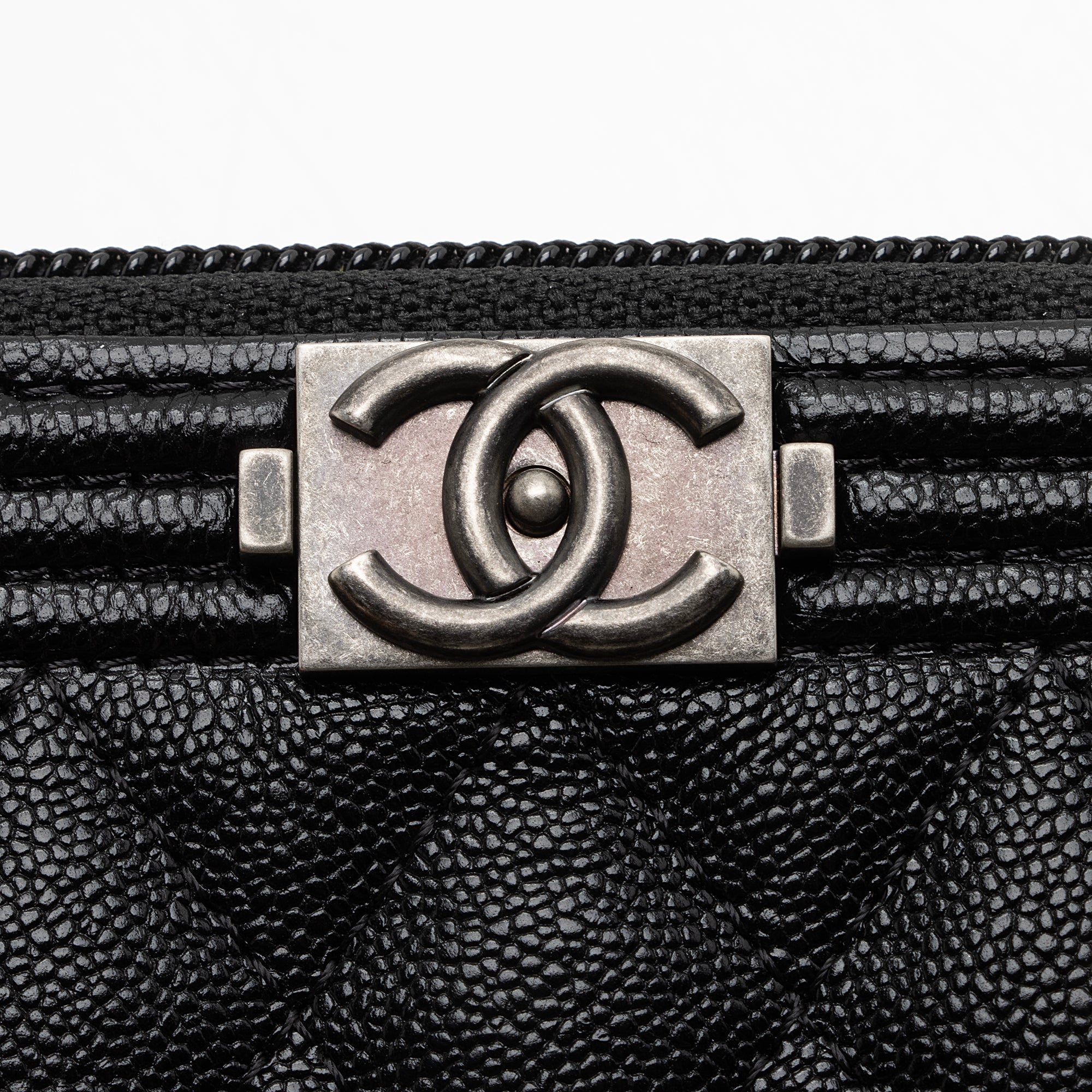 Chanel Caviar Leather Boy Zip Coin Purse (SHF-22675)