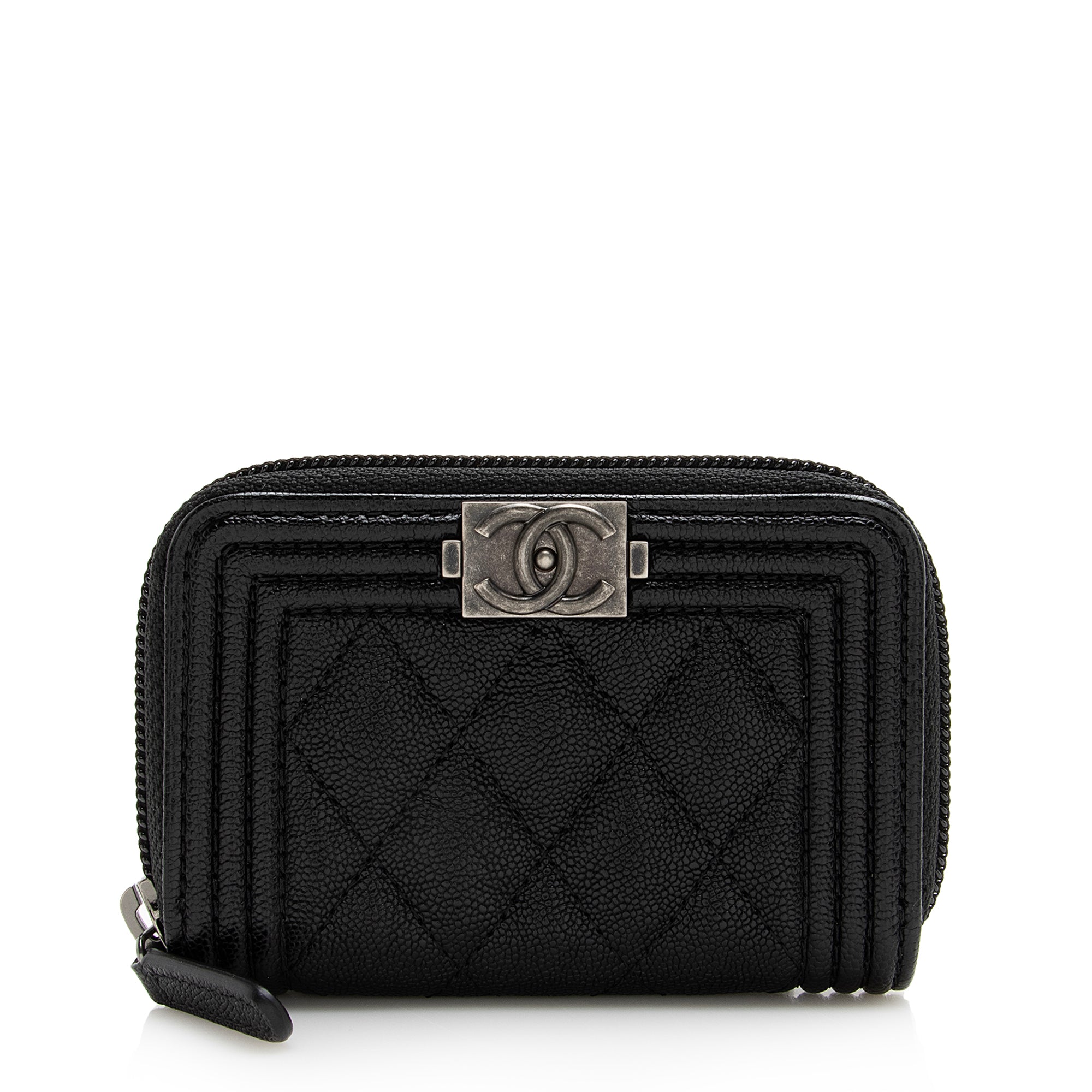 Chanel Caviar Leather Boy Zip Coin Purse (SHF-22675)