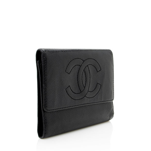Chanel - Authenticated Wallet - Leather Black Plain For Woman, Good condition