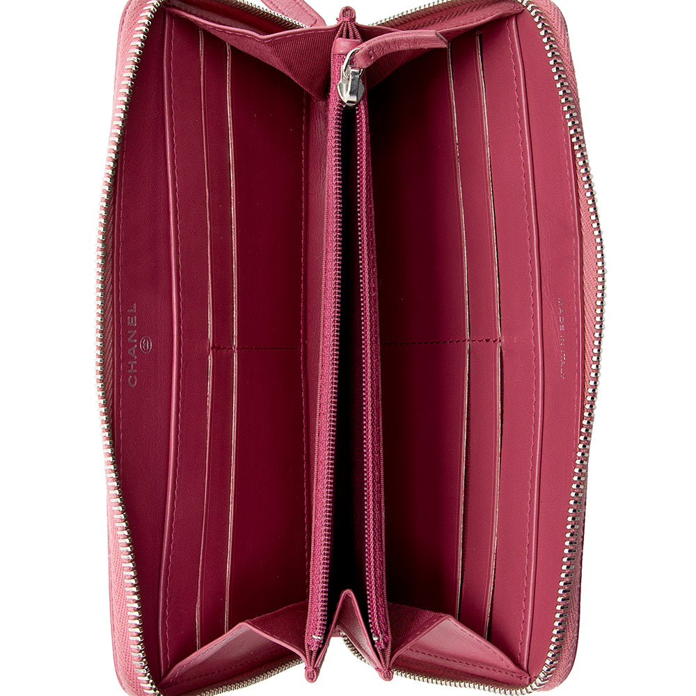 Chanel Lambskin Camellia Zip Wallet (SHF-15991)