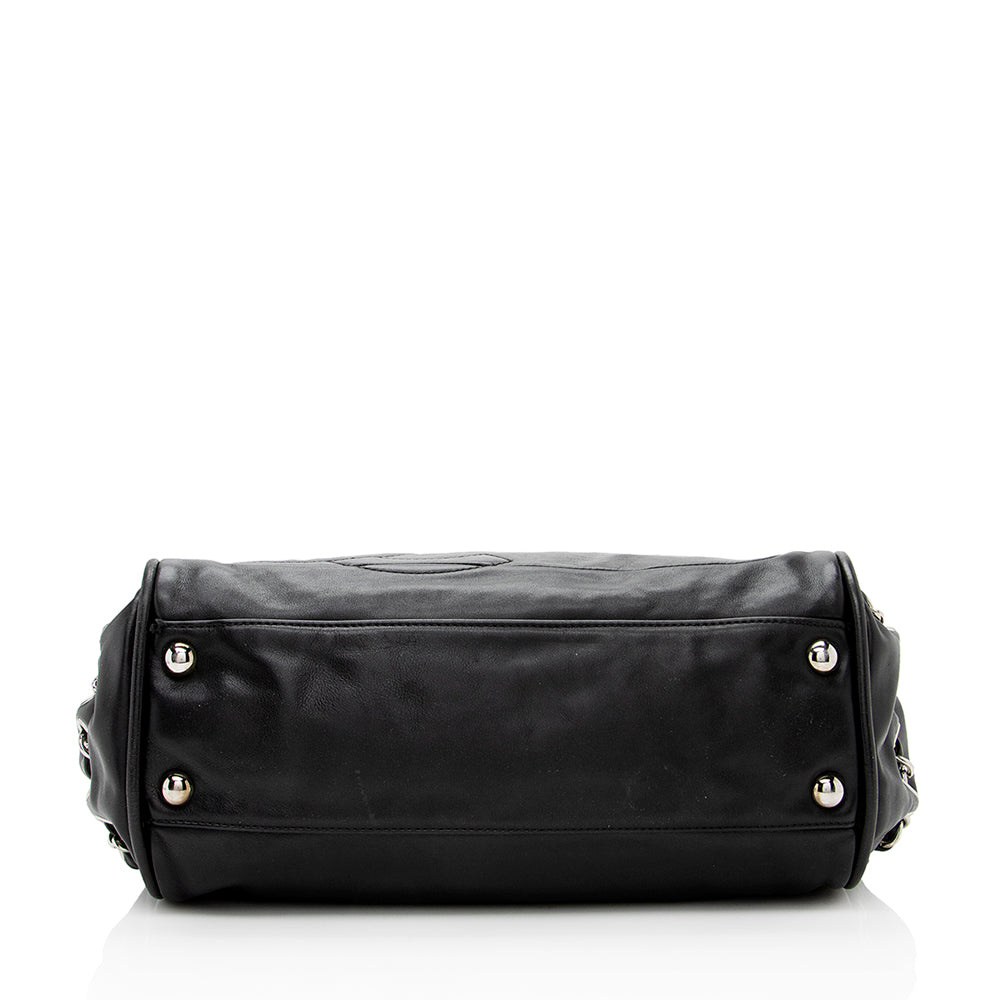 Chanel Leather Diagonal CC Ligne Accordion Satchel (SHF-17562)