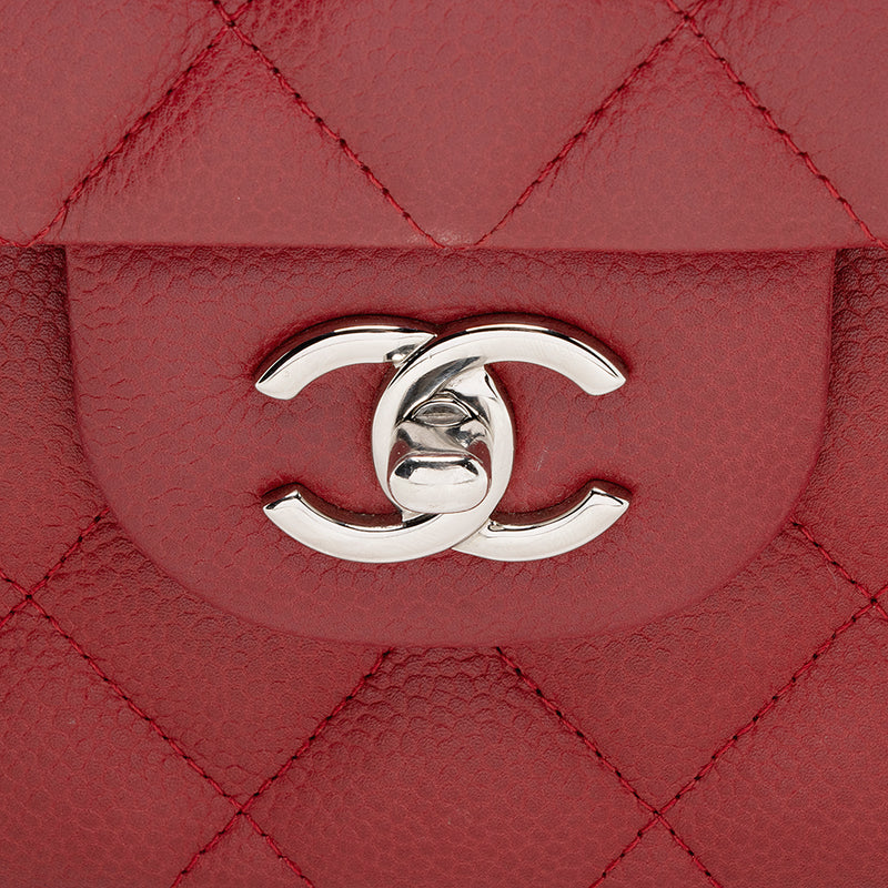 Chanel Matte Caviar Lambskin Jumbo Double Flap Bag (SHF-18309)