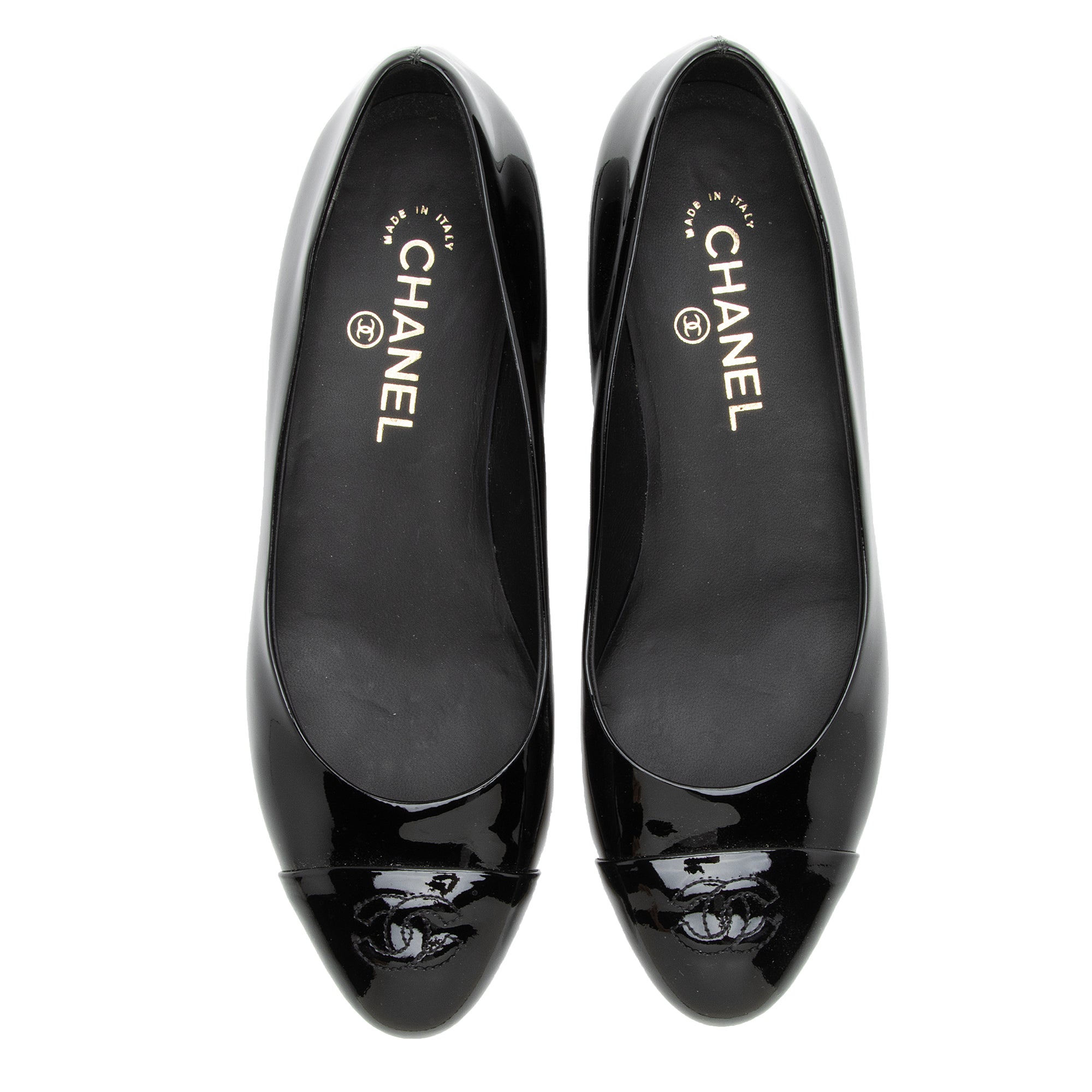 Chanel Patent Calfskin CC Cap Toe Ballet Flats - Size 8.5 / 38.5 (SHF-SGOQ3I)