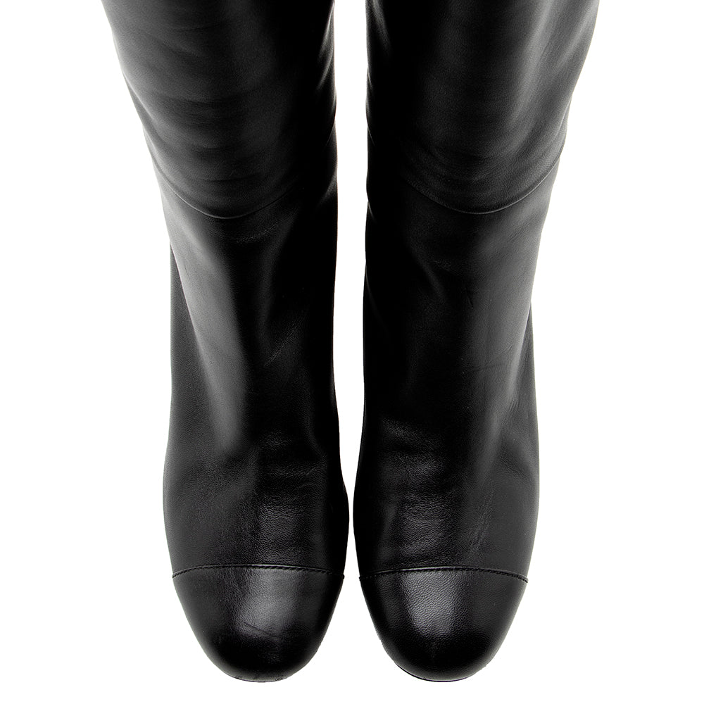 Chanel Quilted Lambskin Knee High Boots - Size 8.5 / 38.5 (SHF-18662)