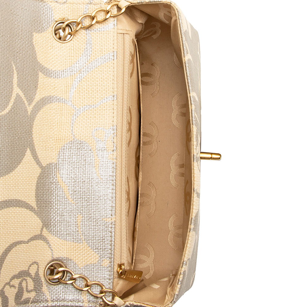 Chanel Raffia Camellia Medium Single Flap Bag (SHF-21180)