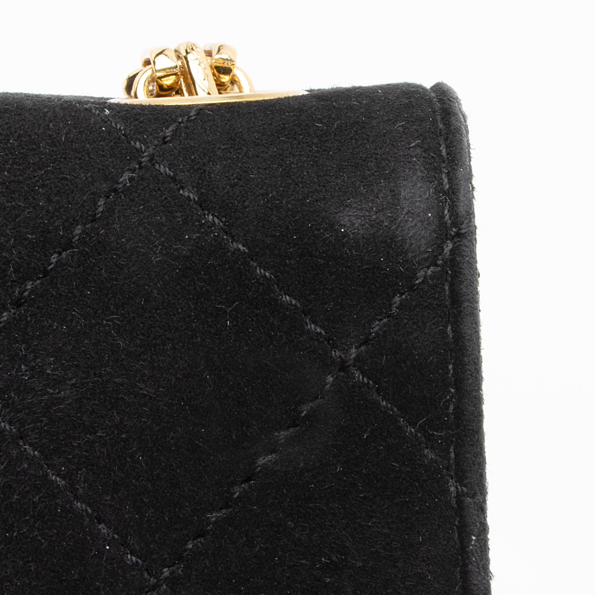 Chanel Vintage Quilted Suede Mademoiselle Bijoux Chain Mini Flap Bag (SHF-23077)