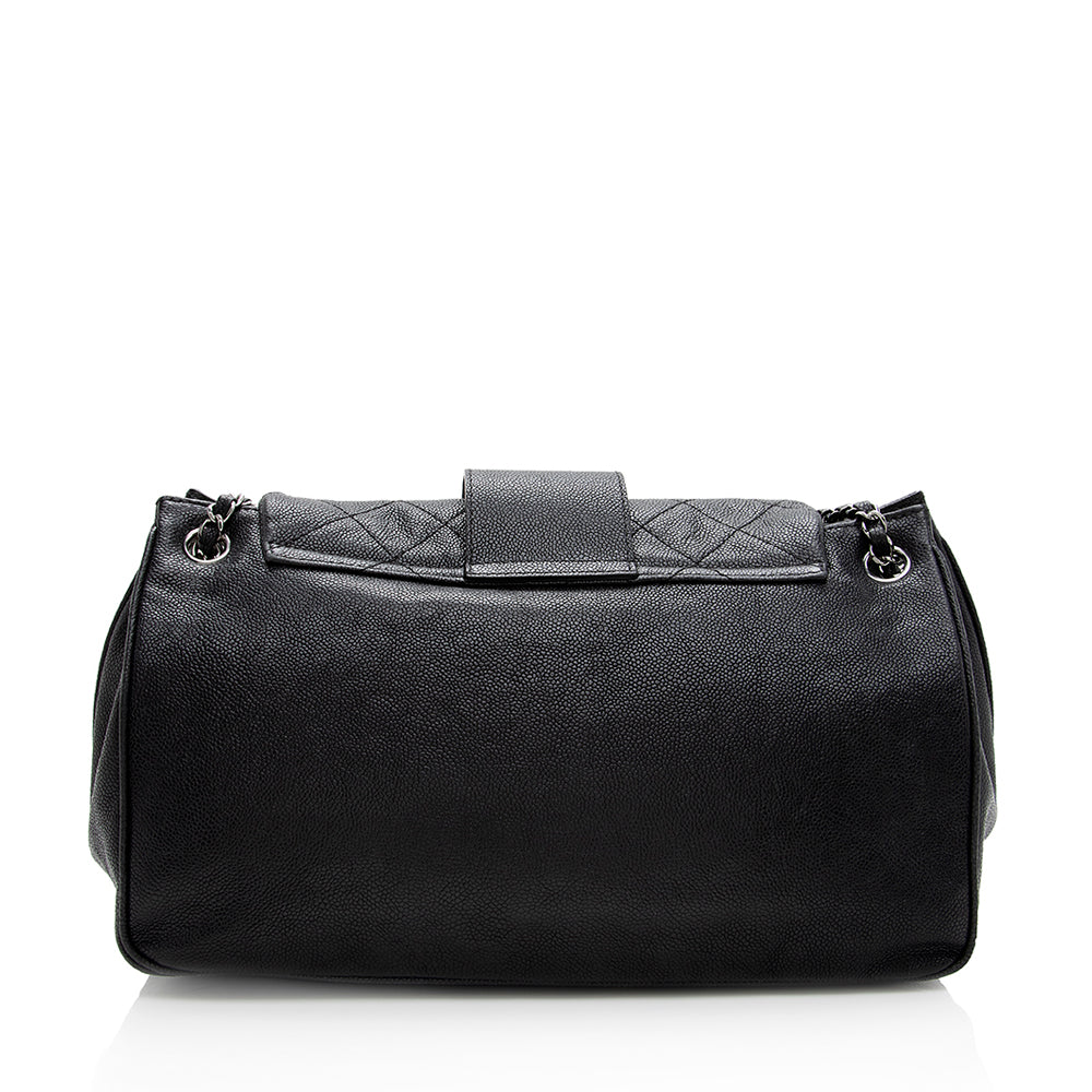 Chanel Washed Caviar Leather Mademoiselle Accordion Flap Bag (SHF-18925)