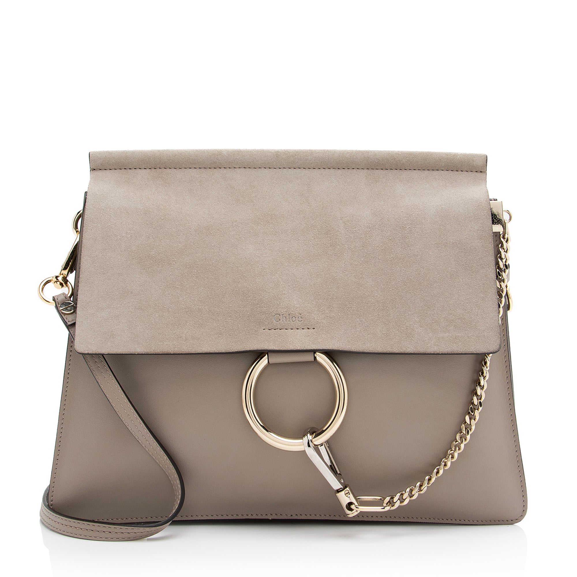 Chloe Calfskin Suede Faye Medium Shoulder Bag (SHF-23060)