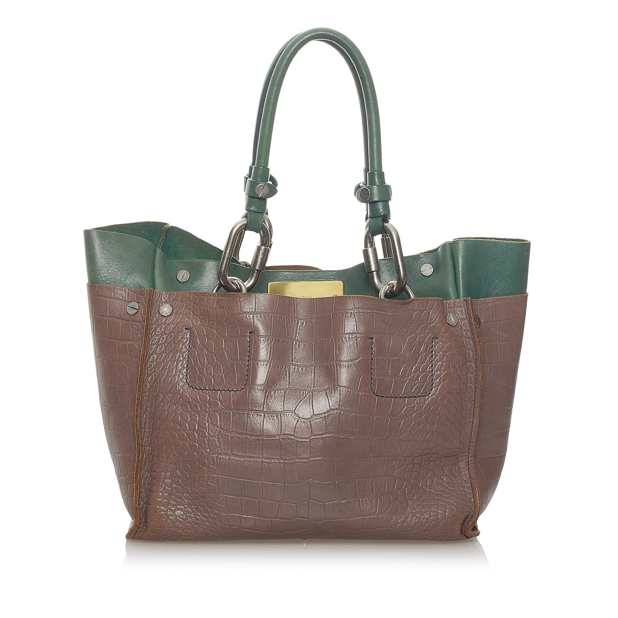 Chloe Embossed Cyndi Leather Tote Bag (SHG-33593)