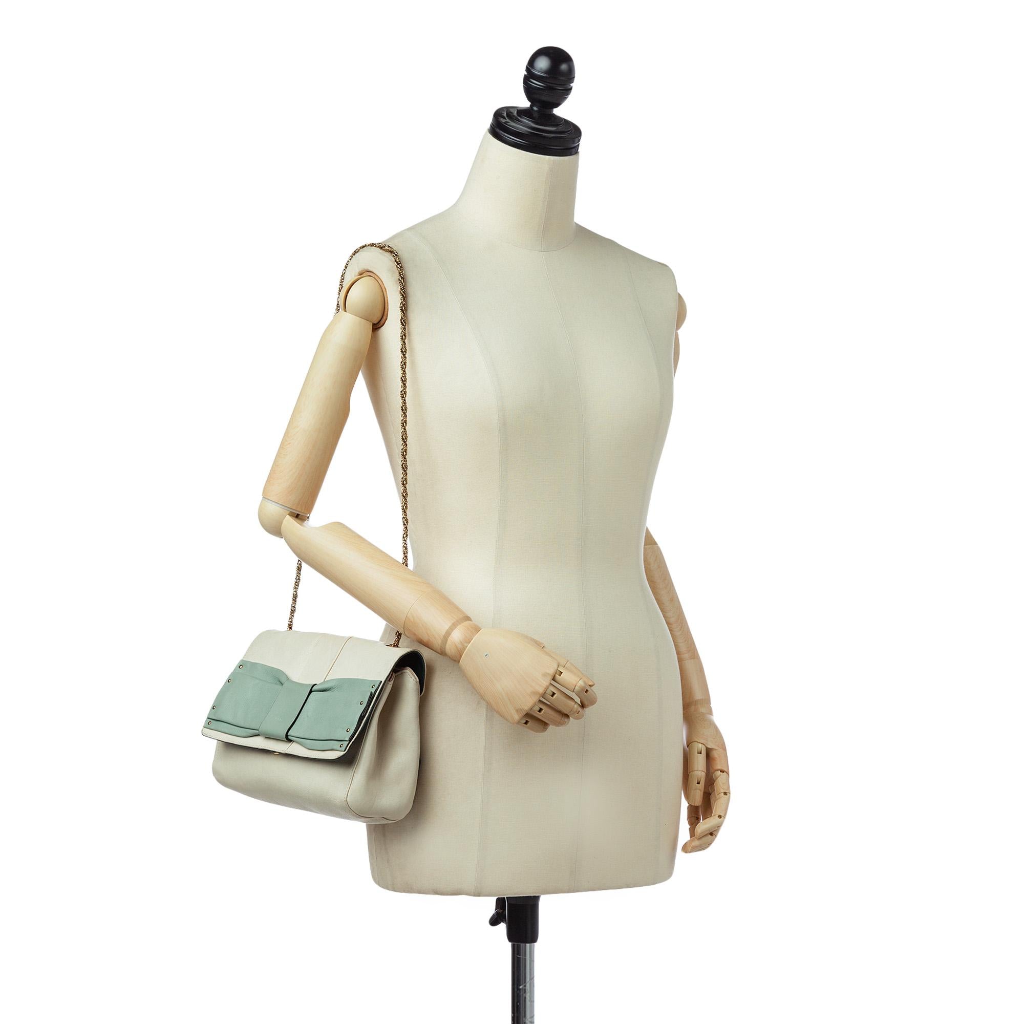 Chloe June Bow Flap Leather Shoulder Bag (SHG-37375)