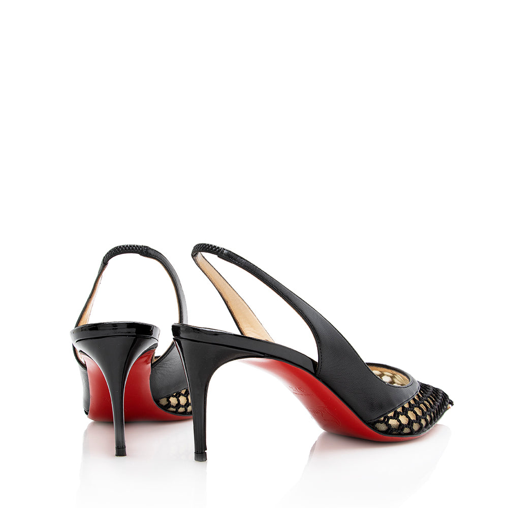 Christian Louboutin Black Cage Slingback 70 Pumps - Size 7.5 / 37.5 (SHF-18620)