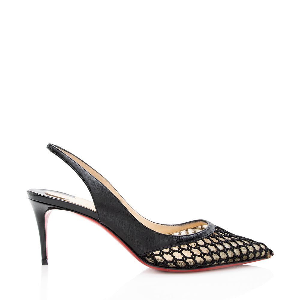 Christian Louboutin Black Cage Slingback 70 Pumps - Size 7.5 / 37.5 (SHF-18620)