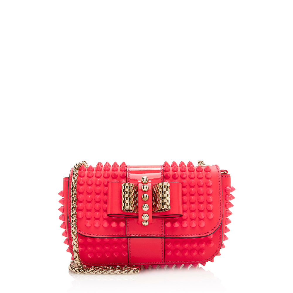 Christian Louboutin Calfskin Spiked Sweet Charity Small Crossbody Bag (SHF-20782)