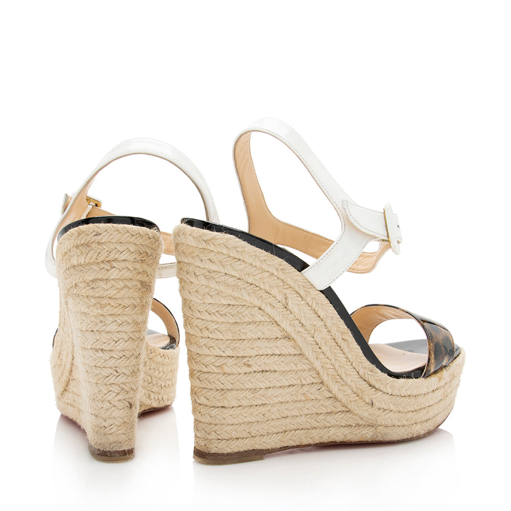 Christian Louboutin Leather Leopard Wedge Sandals - Size 9 / 39 (SHF-17740)