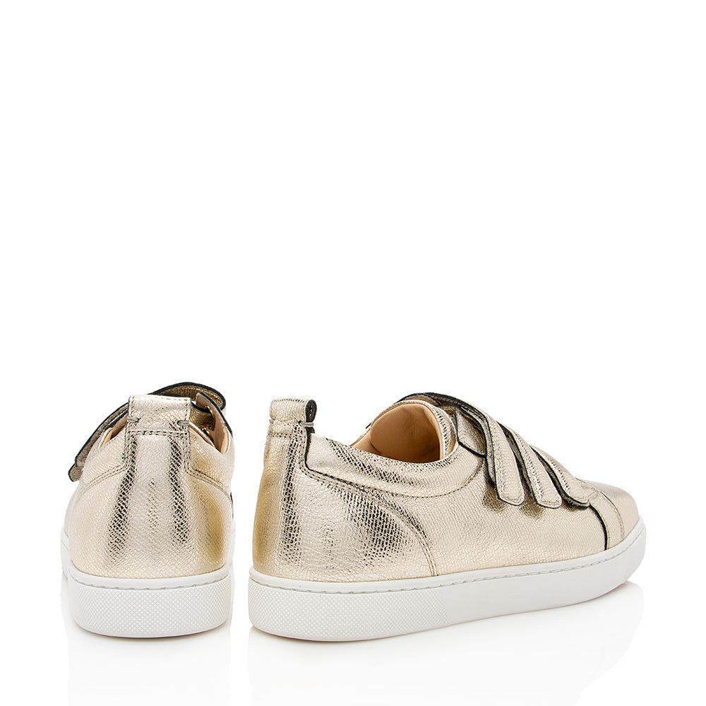 Christian Louboutin Metallic Leather Kiddo Donna Sneakers - 7.5 / 37.5 (SHF-18728)
